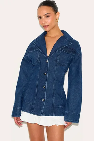 PRETTYLITTLETHING Petite Denim Fitted Mini Dress With Pleat Details