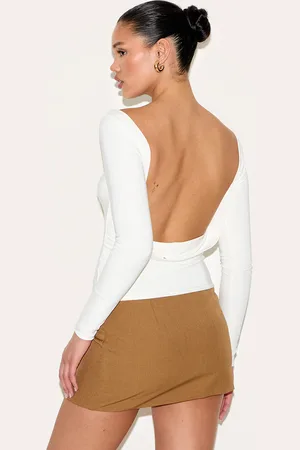 PRETTYLITTLETHING Double Layer Slinky Cowl Back Long Sleeve Top