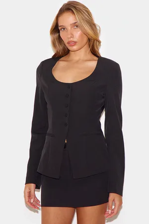 PRETTYLITTLETHING Tailored Woven Button Up Blazer
