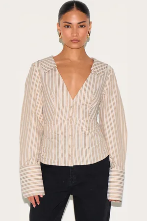 PRETTYLITTLETHING Petite Pinstripe Shirt