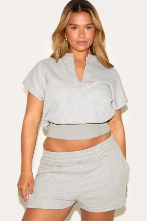 PRETTYLITTLETHING Shape V Neck Cinched Waist Sweatshirt