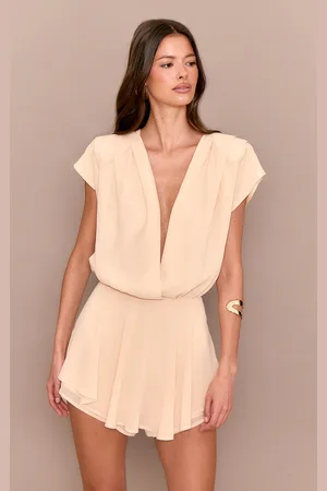 PRETTYLITTLETHING Chiffon Extreme Plunge Neck Floaty Playsuit