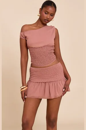 PRETTYLITTLETHING Gathered Waist Floaty Mini Skirt