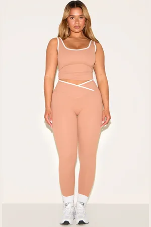 PRETTYLITTLETHING Shape Active Contrast Binding Wrap Waistband Leggings