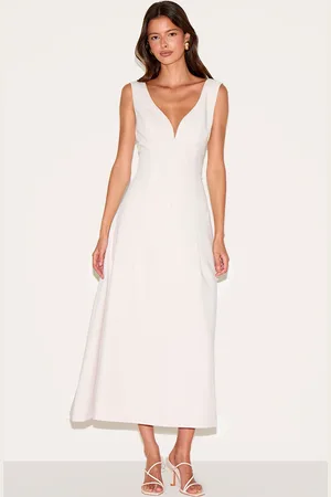 PRETTYLITTLETHING Tailored Woven Plunge Button Down Midi Dress