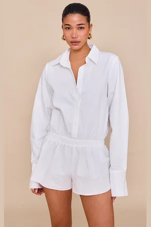 PRETTYLITTLETHING Cotton Ruched Tiered Skort Shirt Playsuit