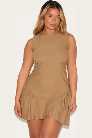 PRETTYLITTLETHING Shape Stretch Woven Boat Neck Cinched Mini Dress