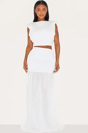 PRETTYLITTLETHING Shape Shirred Contrast Maxi Skirt