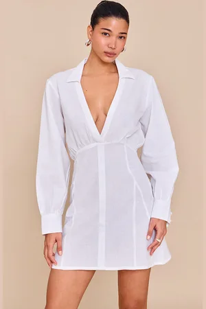 PRETTYLITTLETHING Plunge Shirt Dress