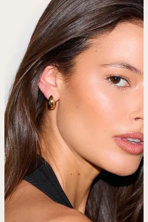 PRETTYLITTLETHING Real Plated Drop Huggie Hoop Earrings