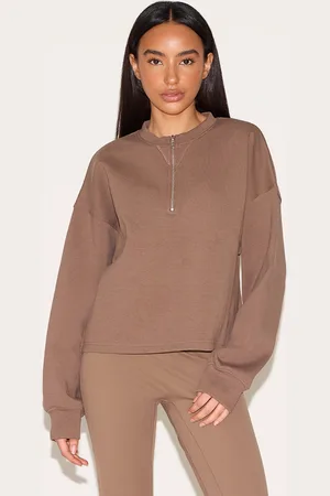 PRETTYLITTLETHING Petite Quarter Zip Up Sweatshirt