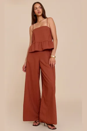 PRETTYLITTLETHING Linen Blend Peplum Detail Overlay Jumpsuit