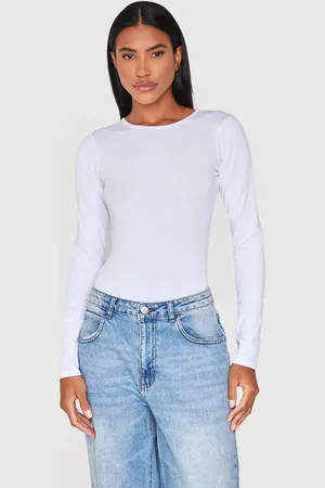 PRETTYLITTLETHING Basic Cotton Blend Crew Neck Bodysuit