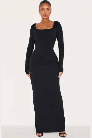 PRETTYLITTLETHING Shape Built In Bra Sculpt Square Neck Long Sleeve Maxi Dress