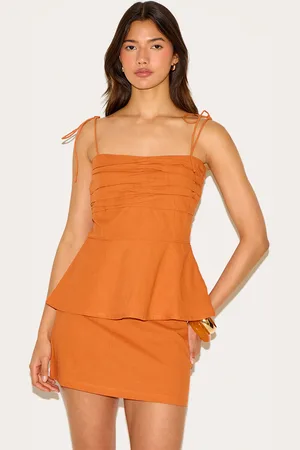 PRETTYLITTLETHING Linen Look Ruched Bust Top