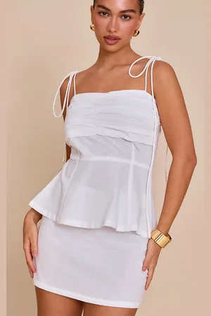PRETTYLITTLETHING Linen Look Mid Rise Mini Skirt