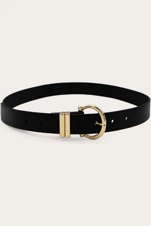 PRETTYLITTLETHING PU Gold Horseshoe Buckle Belt