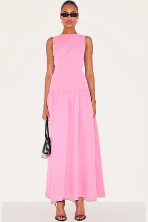 PRETTYLITTLETHING Button Down Drop Waist Maxi Dress