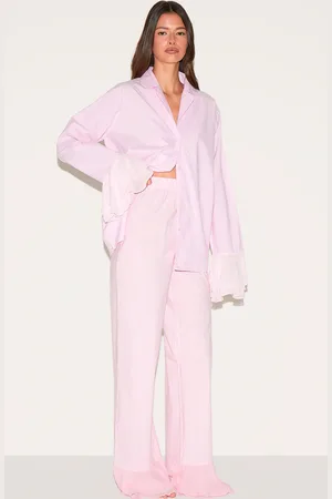 PRETTYLITTLETHING Frill Hem Cotton Long Pj Set