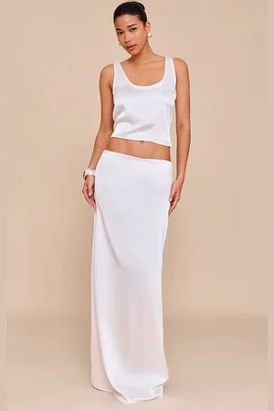 PRETTYLITTLETHING Satin Mid Waist Maxi Skirt