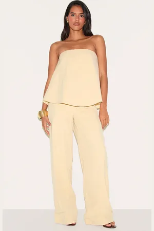PRETTYLITTLETHING Structured Woven Peplum Straight Leg Jumpsuit