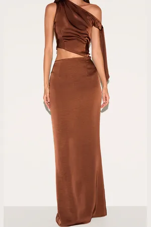 PRETTYLITTLETHING Mid Rise Satin Maxi Skirt