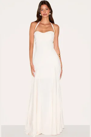 PRETTYLITTLETHING Woven Halterneck Ruched Bust Detail Maxi Dress