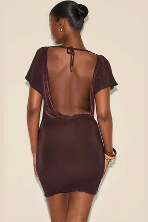 PRETTYLITTLETHING Double Layered Slinky Ruched Short Sleeve Mini Dress