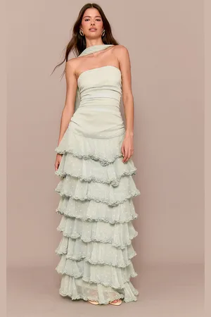 PRETTYLITTLETHING Chiffon Tiered Frill Maxi Dress