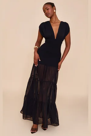 PRETTYLITTLETHING Chiffon Shirred Tiered Maxi Dress