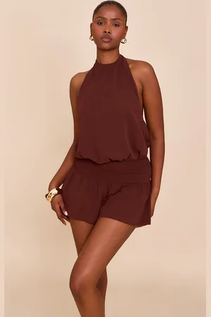 PRETTYLITTLETHING Chiffon Halterneck Playsuit