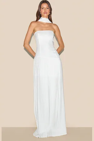 PRETTYLITTLETHING Woven Asymmetric Pleated Maxi Dress