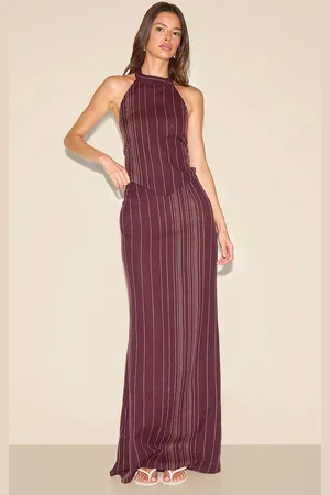 PRETTYLITTLETHING Embroidered Stripe Maxi Skirt