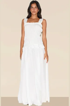 PRETTYLITTLETHING Shirred Frill Detail Maxi Dress