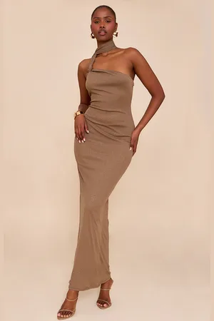 PRETTYLITTLETHING Double Layer Onion Skin Scarf Neck Maxi Dress