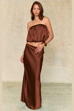 PRETTYLITTLETHING Satin Mid Rise Maxi Skirt