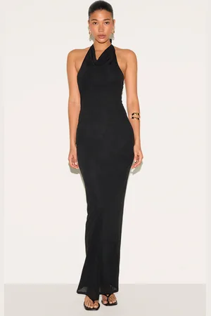 PRETTYLITTLETHING Chiffon Halterneck Low Back Maxi Dress