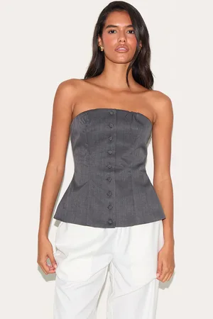 PRETTYLITTLETHING Woven Structured Bandeau Waistcoat