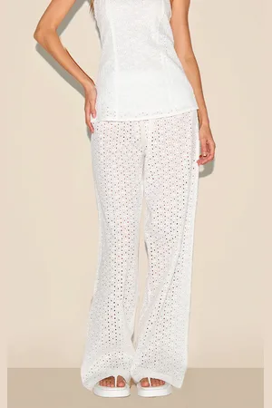 PRETTYLITTLETHING Embroidered Mid Rise Pants