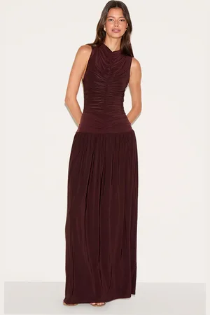 PRETTYLITTLETHING Double Layer Soft Touch Drop Waist Ruched Maxi Dress