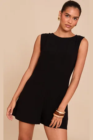 PRETTYLITTLETHING Linen Blend Slouchy Boat Neck Playsuit