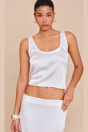 PRETTYLITTLETHING Satin Scoop Neck Cami Top
