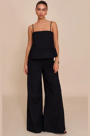 PRETTYLITTLETHING Linen Blend Peplum Detail Overlay Jumpsuit