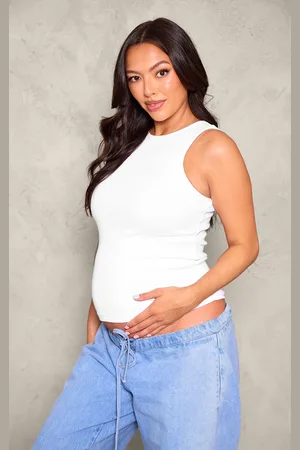 PRETTYLITTLETHING Maternity Racer Neck Rib Vest