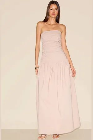 PRETTYLITTLETHING Stretch Woven Bandeau Ruched Maxi Dress