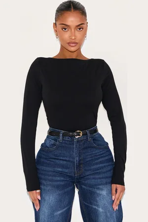 PRETTYLITTLETHING Shape Built In Bra Sculpt Boat Neck Long Sleeve Bodysuit