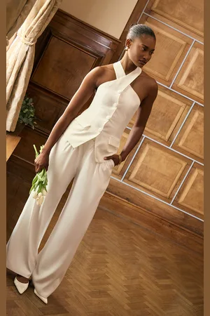 PRETTYLITTLETHING Premium Tailored Pleated Lined Wide Leg Pants