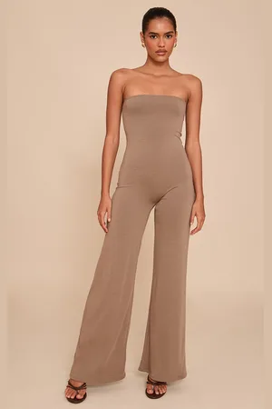 PRETTYLITTLETHING Double Layer Contour Jersey Bandeau Wide Leg Jumpsuit