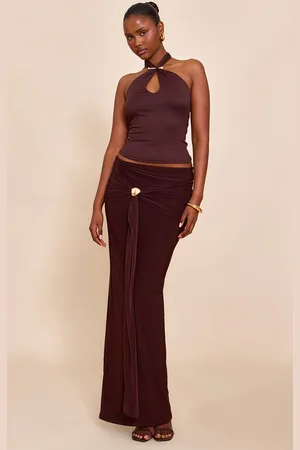 PRETTYLITTLETHING Double Layer Trim Detail Slinky Maxi Skirt