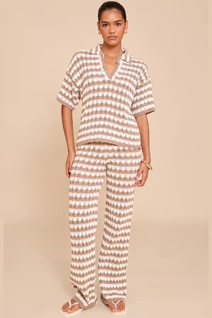 PRETTYLITTLETHING Crochet Stripe Knit Pant